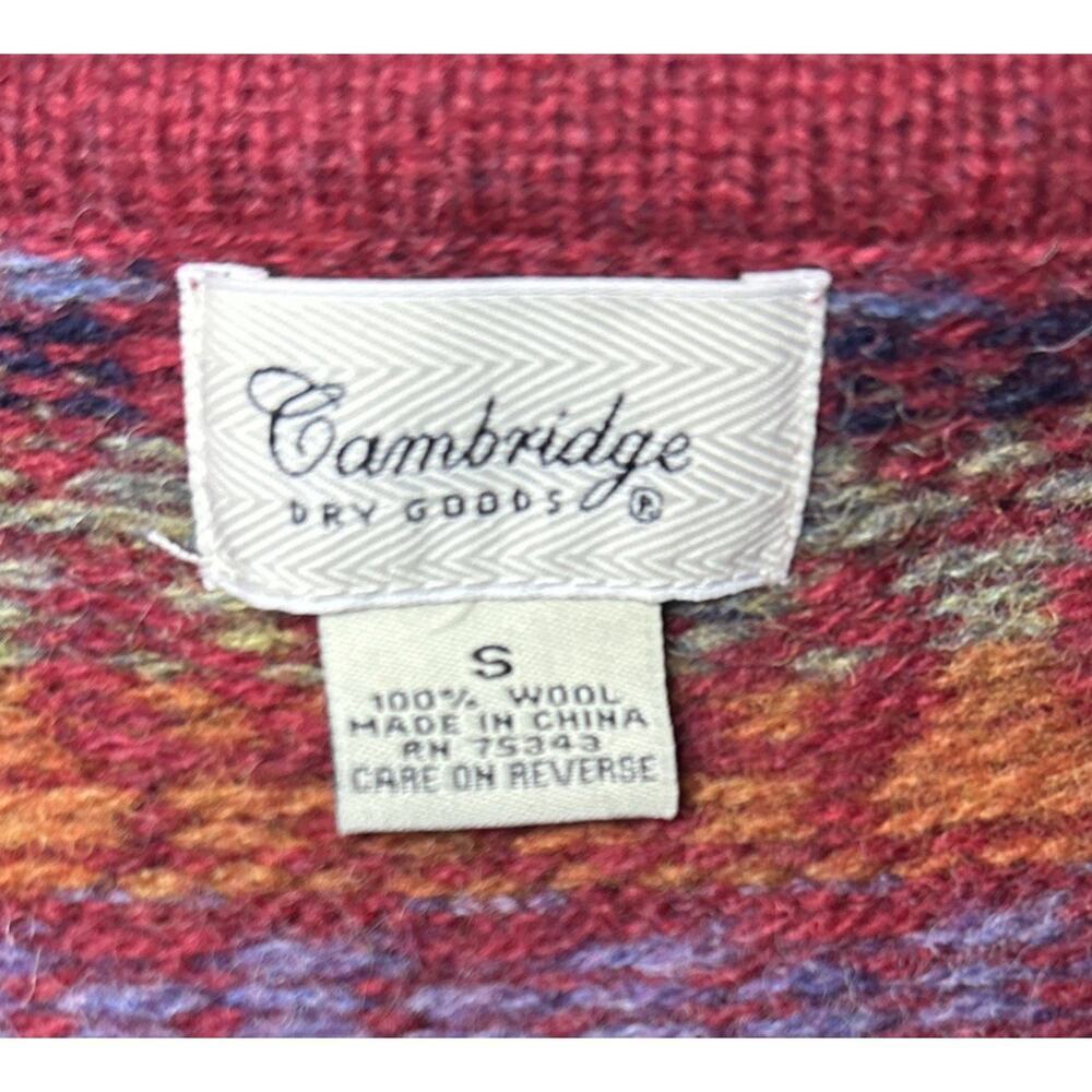 Vintage Cambridge 100% Wool Cardigan Fair Isle Nordic Knit Frog Clasp Women's S - Picture 8 of 13